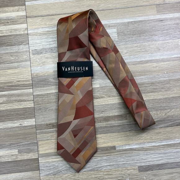 NEW Van Heusen Silk Tie Men's Necktie Energy 2 Orange Stain Resistant - JL500 - Picture 2 of 5
